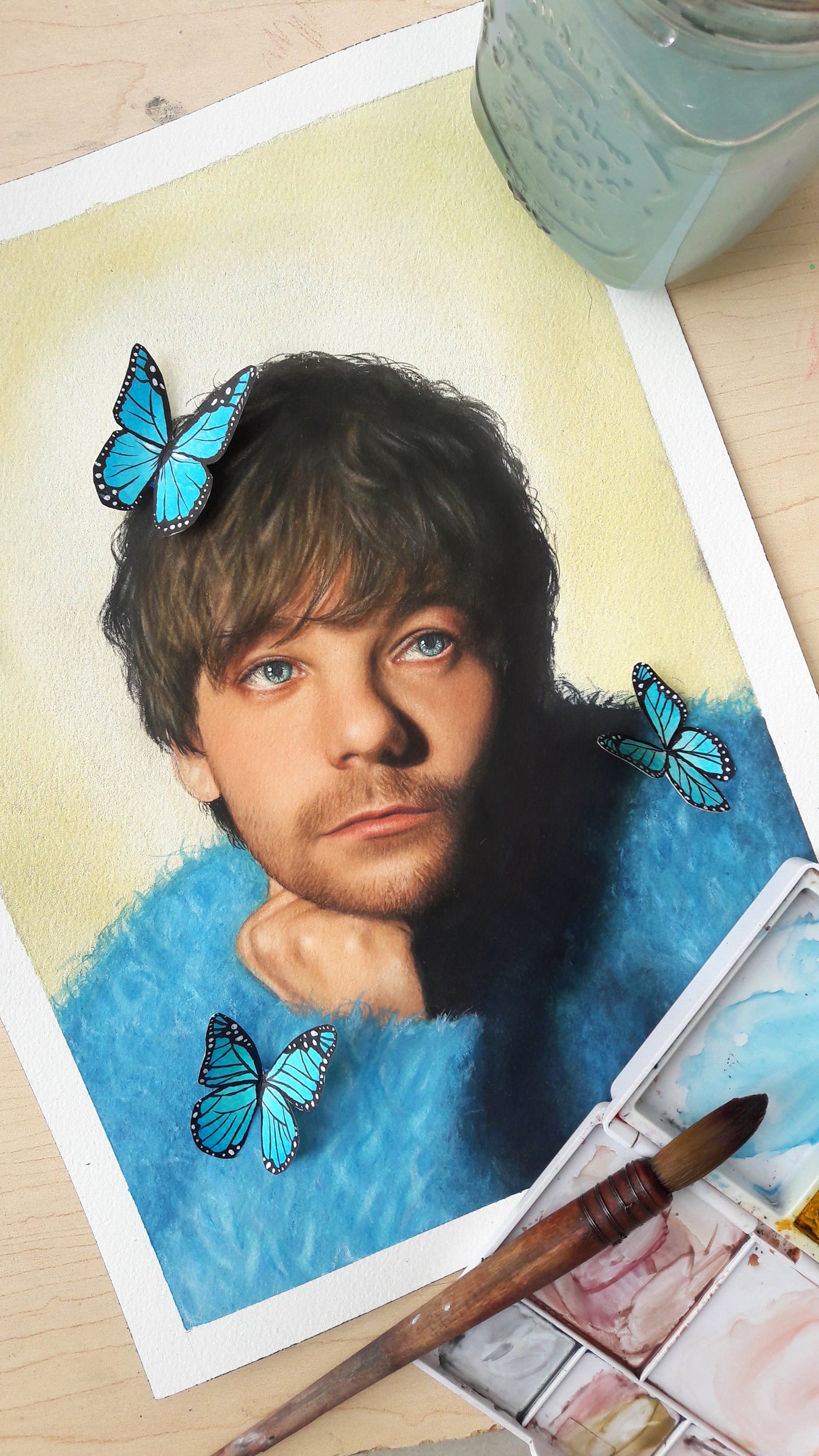 "Blue butterflies" Louis Tomlinson Painting 🦋 Watercolor