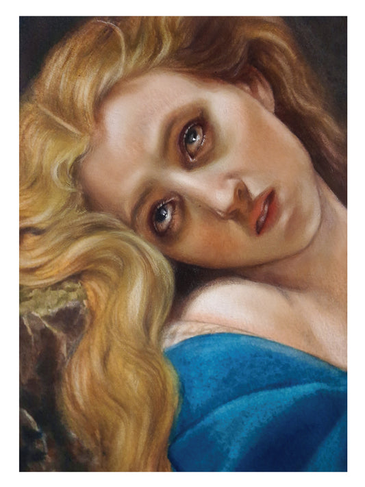 Mary Magdalene in the cave Print - acuarela