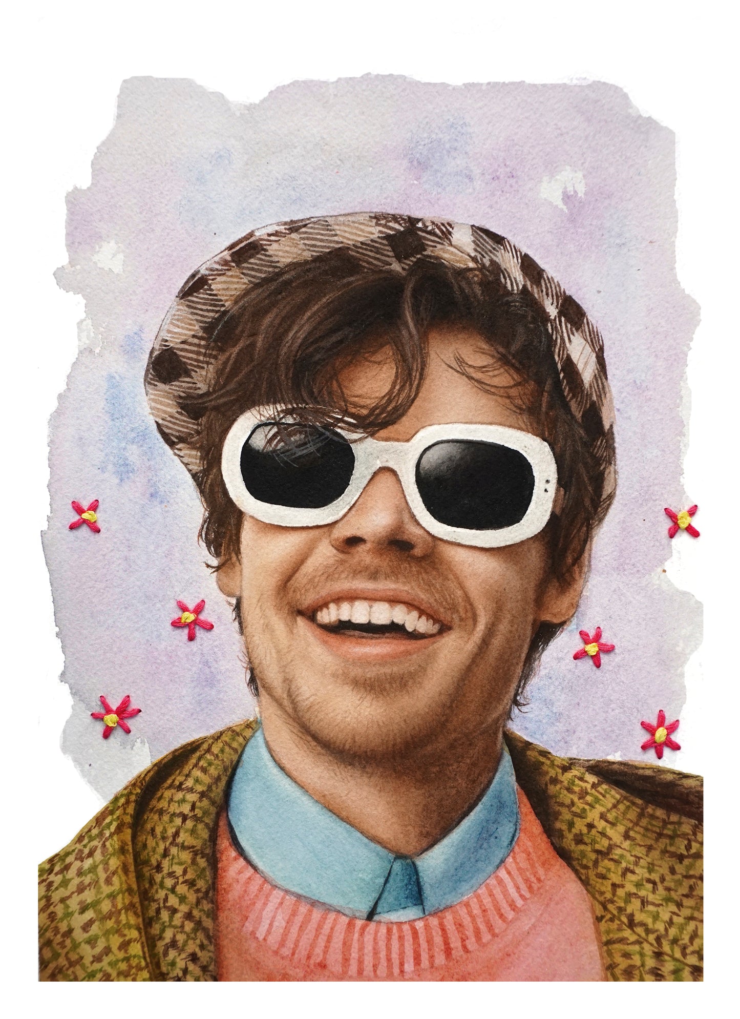 Harry Styles Smiley Watercolor Print