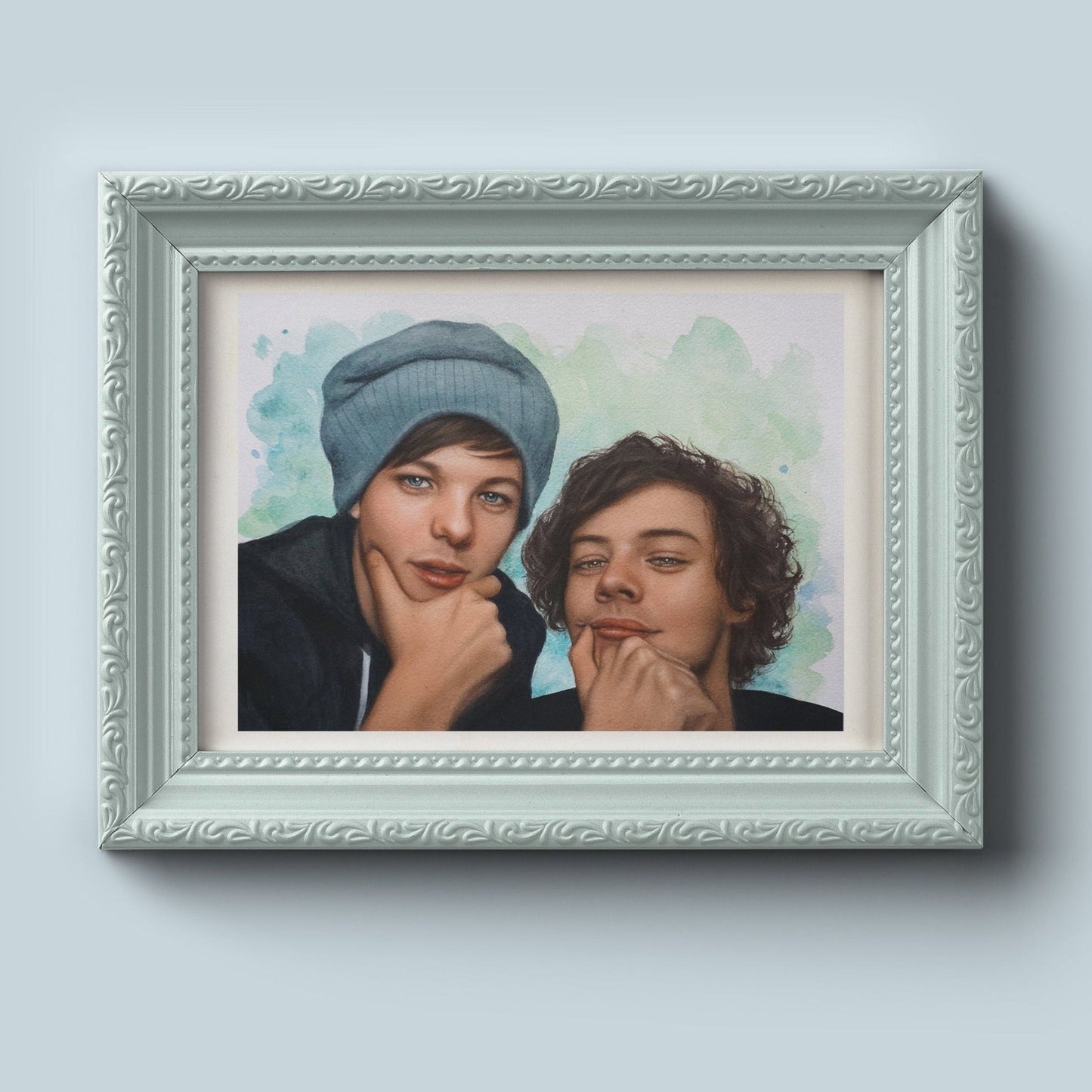 "Blue and Green" Larry watercolor painting