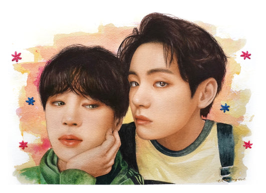 Jimin y Taehyung Art Print - Acuarela