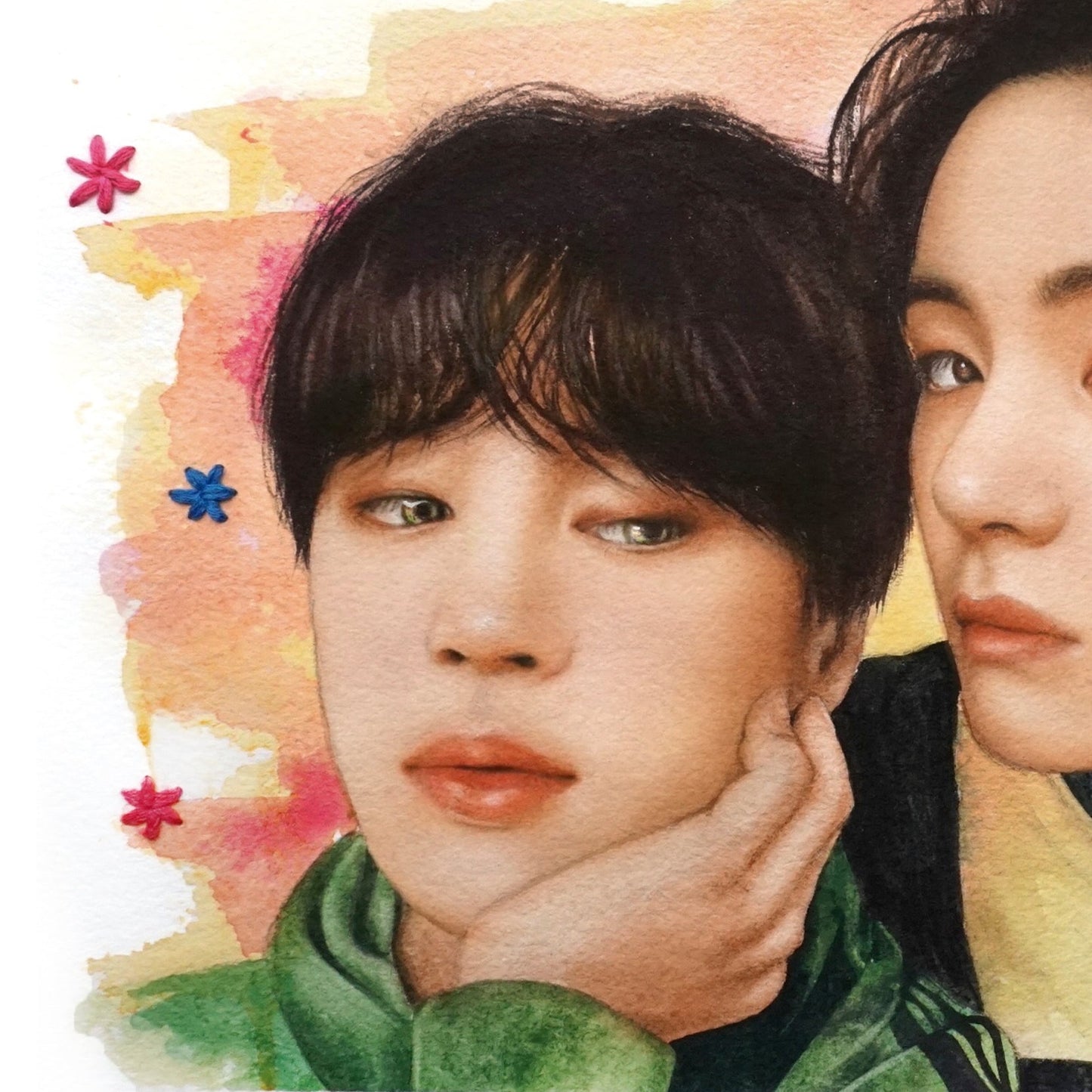 Jimin y Taehyung Art Print - Acuarela