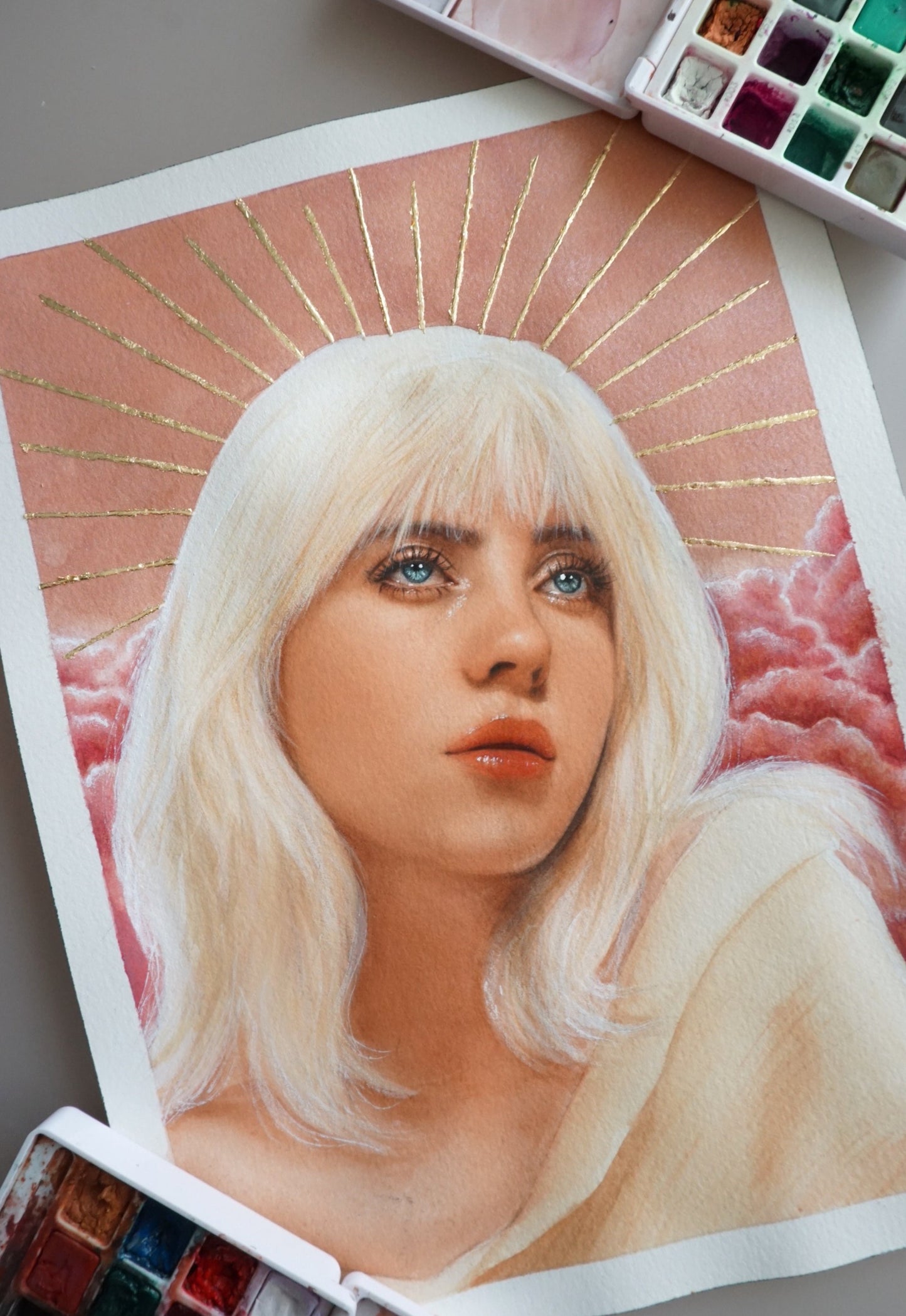 Happier than ever - Billie watercolor painting