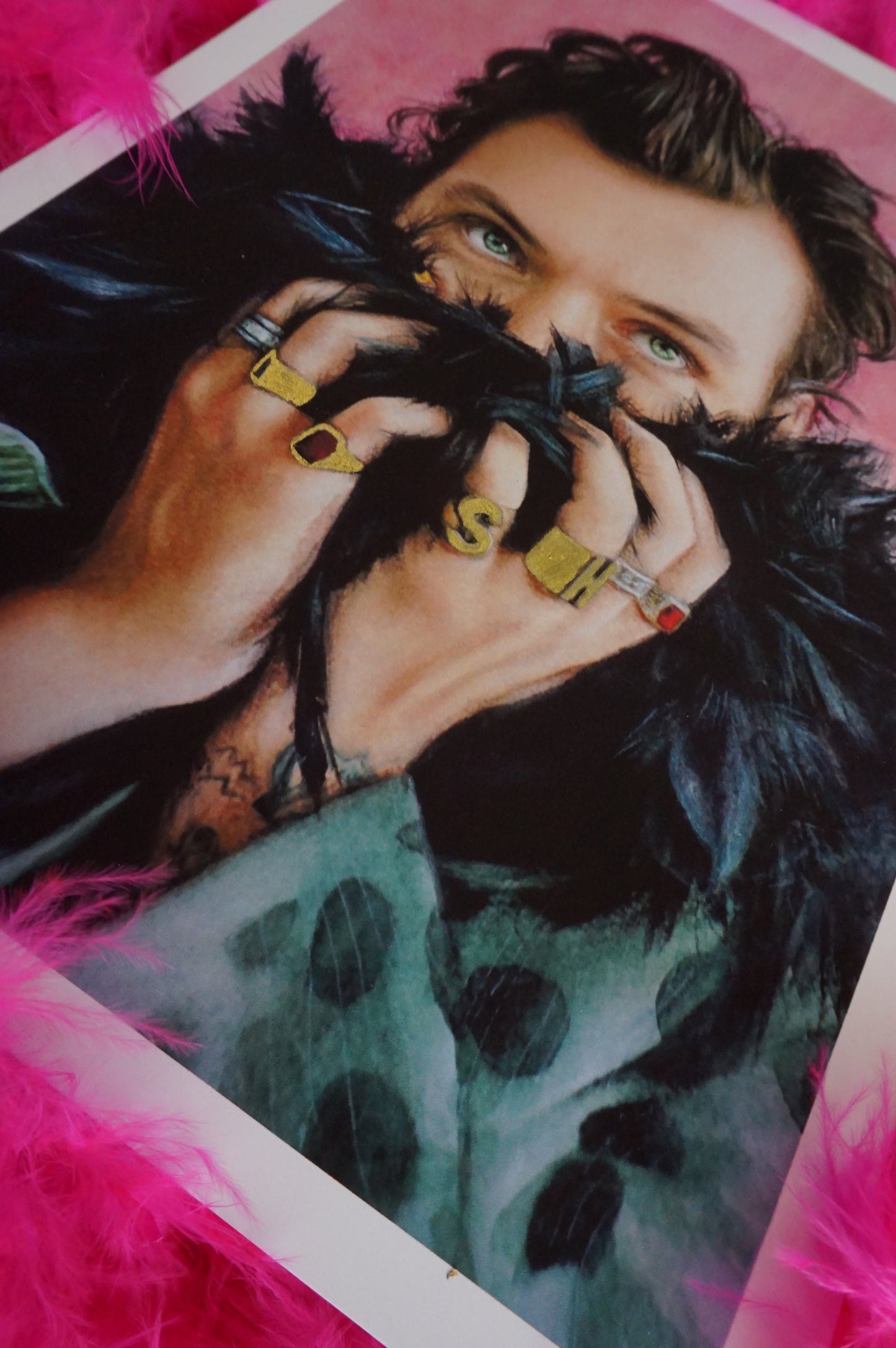 Harry Styles Boa Art Print - Ilustración de acuarela