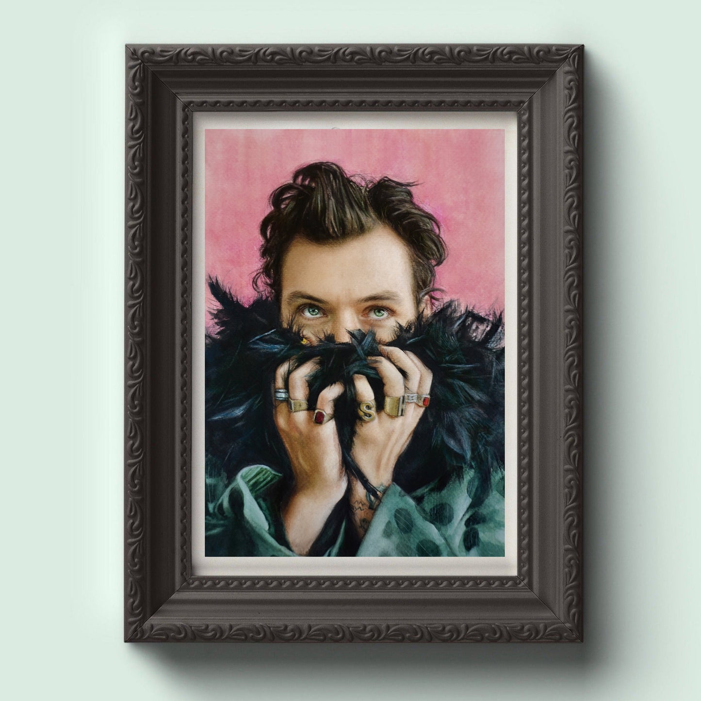 Harry Styles Watercolor original piece - Natural Background