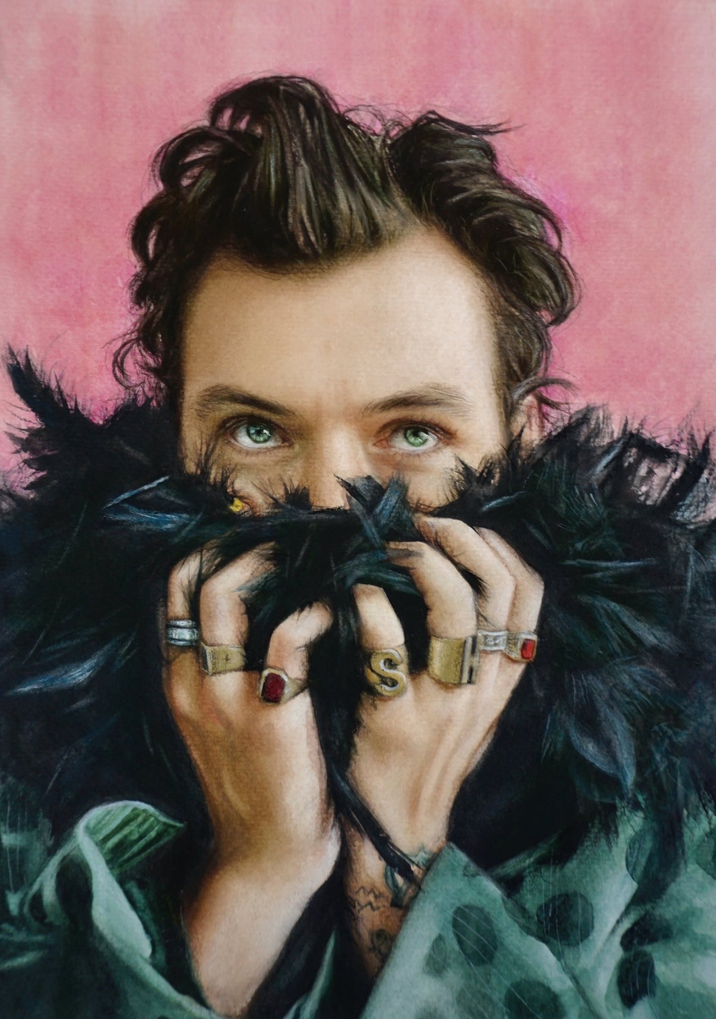 Harry Styles Watercolor original piece - Natural Background