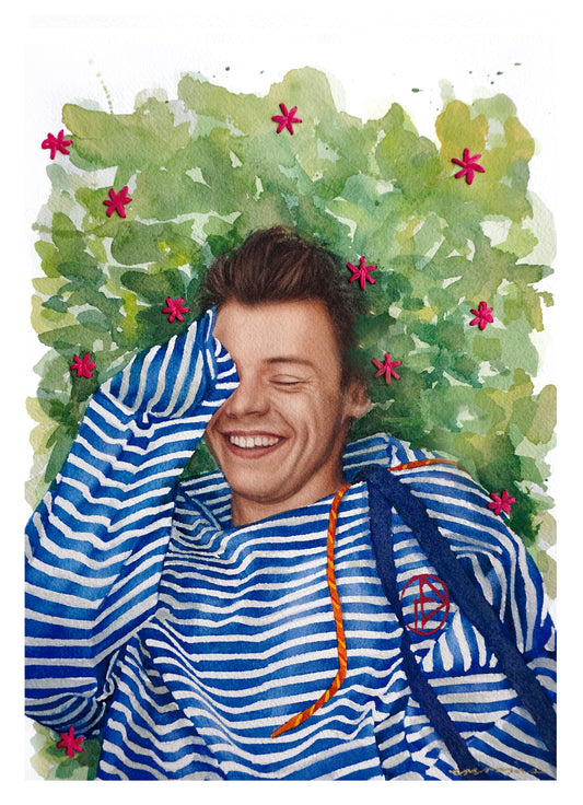 Harry Styles Art Print - Fondo Natural con flores