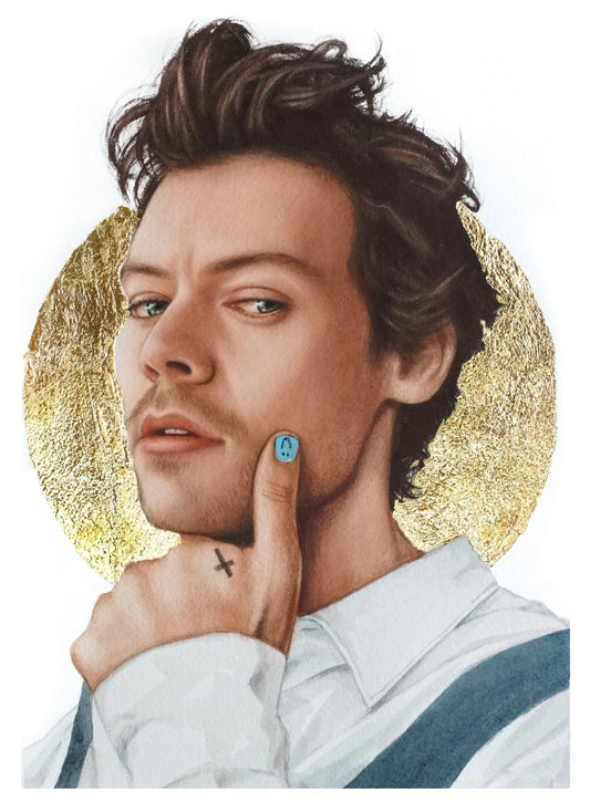 Harry Styles "Golden" - Watercolor Print con hoja de oro