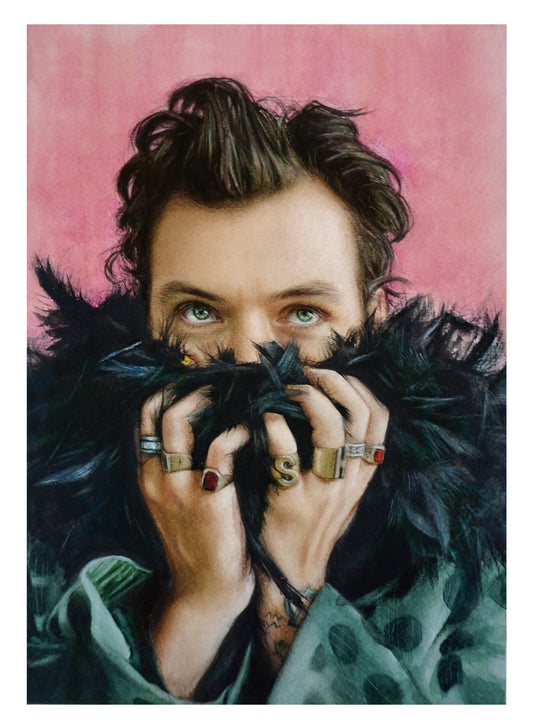 Harry Styles Boa Art Print - Ilustración de acuarela
