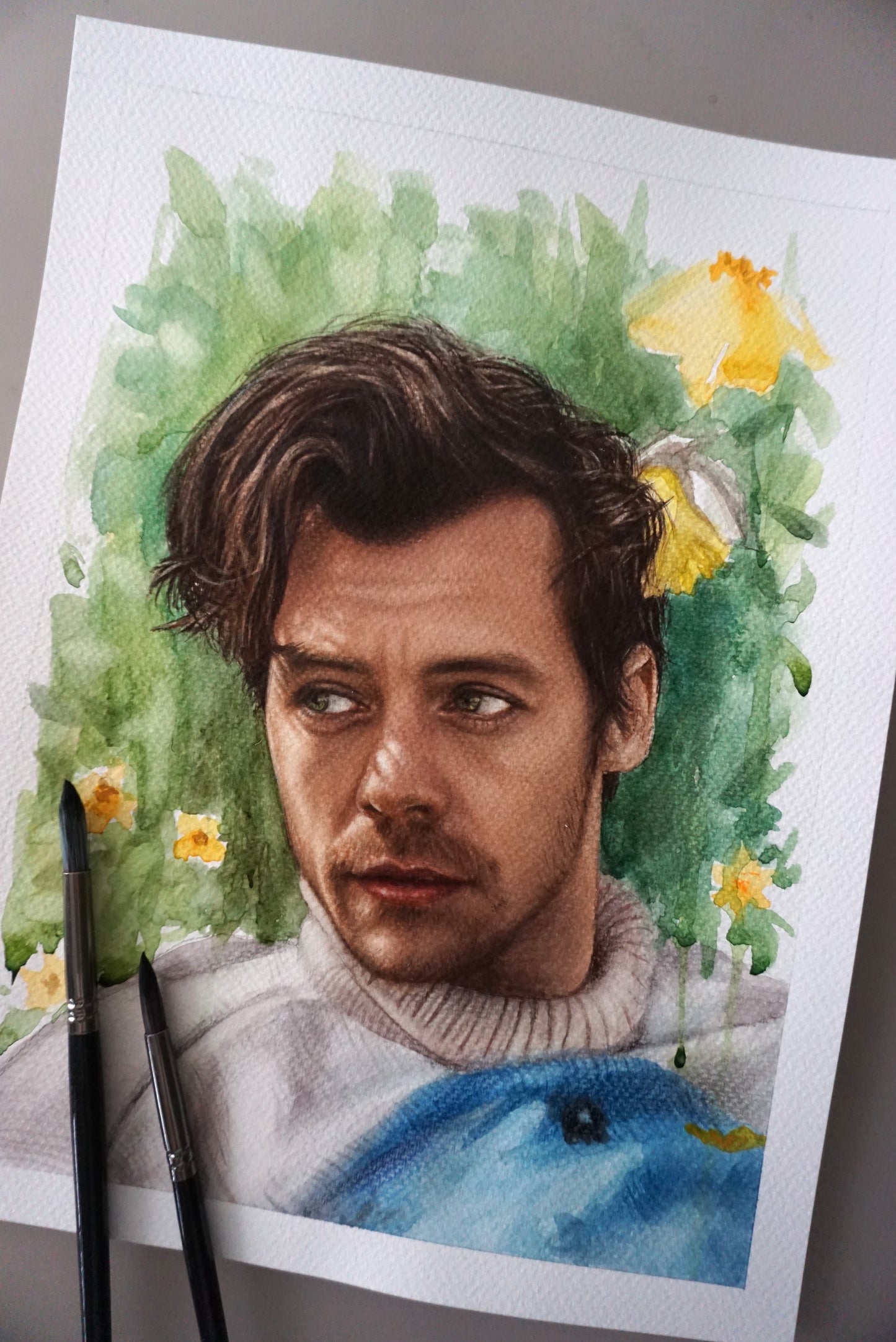 "Natural" Harry Styles Watercolor painting