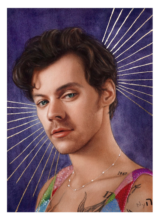 Harry Grammy Print con destellos dorados hechos a mano
