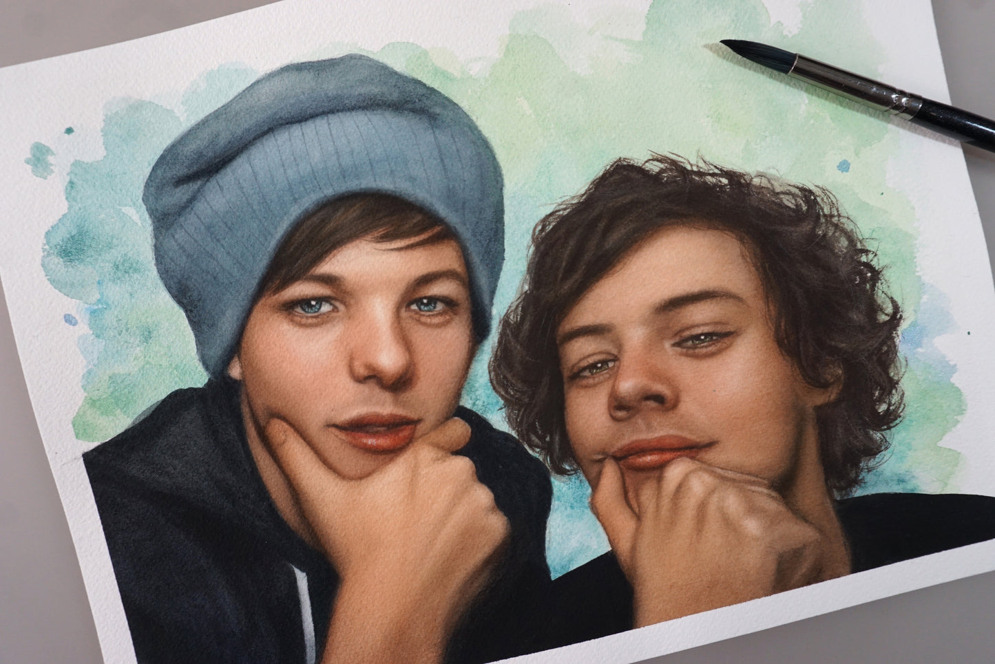 "Blue and Green" Larry watercolor painting