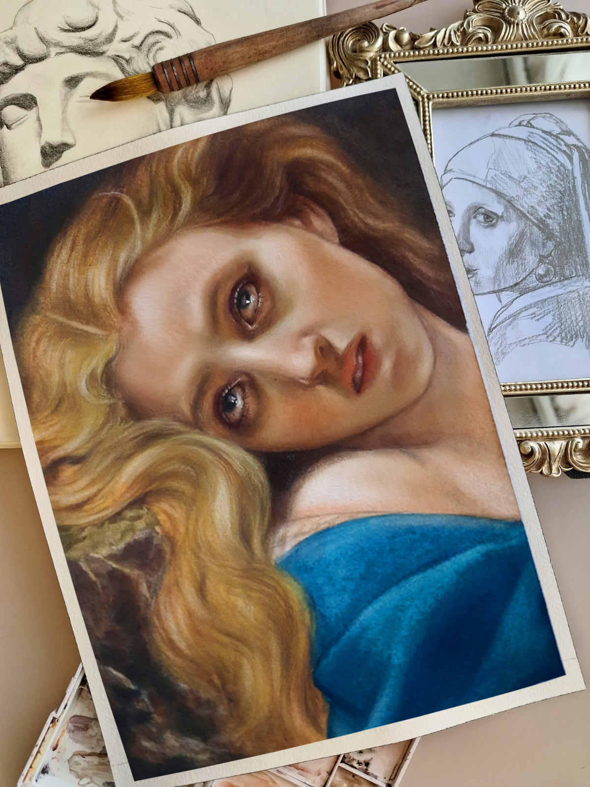 Masterstudy "Mary Magdalene in the Cave" watercolor
