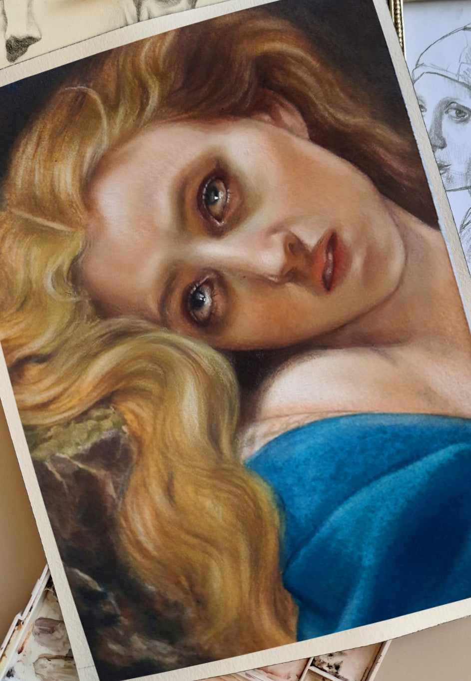Mary Magdalene in the cave Print - acuarela