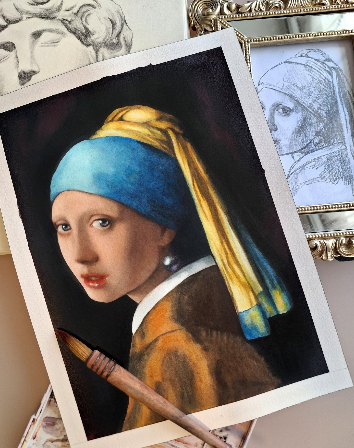 Girl with a pearl earring Watercolor Masterstudy